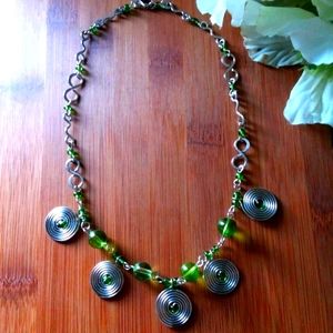 1PC Beautiful African Spiral Jade Green Necklace